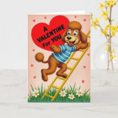 Cute Poodle Valentijnskaart Liefde Kaart (Gele Bloem)