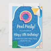 Cute Pool Donut invitation à la fête à thème (Devant)