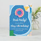 Cute Pool Donut invitation à la fête à thème (Debout devant)