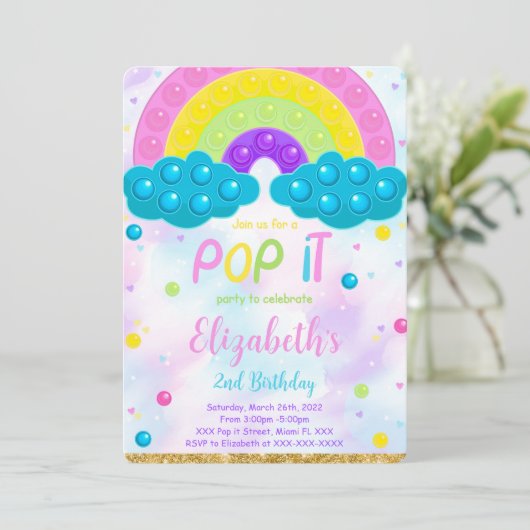 Cute Pop it Anniversaire Invitation (Debout devant)