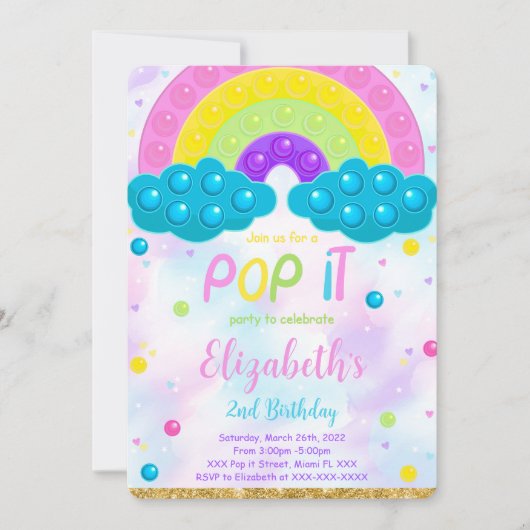 Cute Pop it Anniversaire Invitation (Devant)