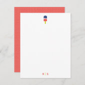 Cute Popsicle Coral Blue Personalized Monogram Notitiekaartje (Voorkant / Achterkant)