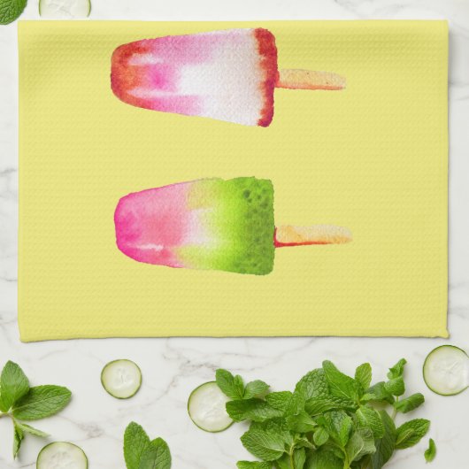 Cute popsicle ice-block Summer waterverf Theedoek (Gevouwen)