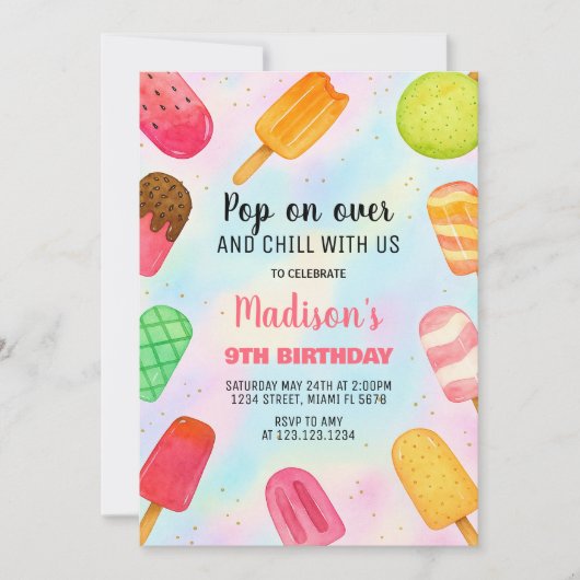 Cute Popsicle Party Anniversaire Invitation (Devant)