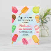 Cute Popsicle Party Anniversaire Invitation (Debout devant)