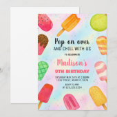 Cute Popsicle Party Anniversaire Invitation (Devant / Derrière)