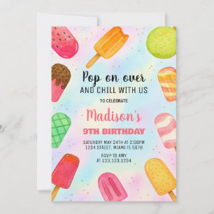 Cute Popsicle Party Anniversaire Invitation