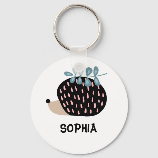 Cute Porcupine Custom Name Sleutelhanger (Voorkant)
