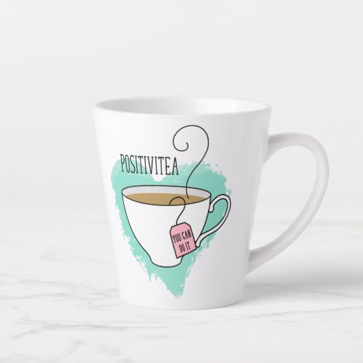 Cute Positivitea Gift for Tea Lovers Latte Mok (Rechts)