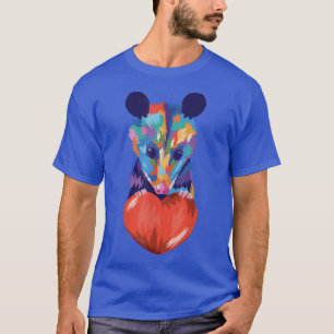 Cute Possum Holding a Heart for Opossum Lovers Col T-shirt