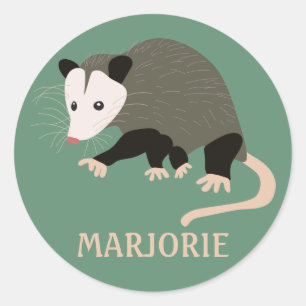 Cute Possum Illustralised Light Green Ronde Sticker