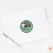 Cute Possum Illustralised Light Green Ronde Sticker (Envelop)