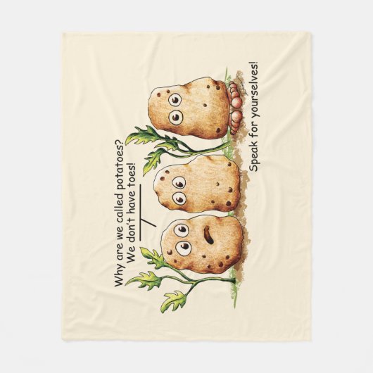 Cute Potates heeft Toes Funny Potato Pun Beige Fleece Deken (Voorkant)