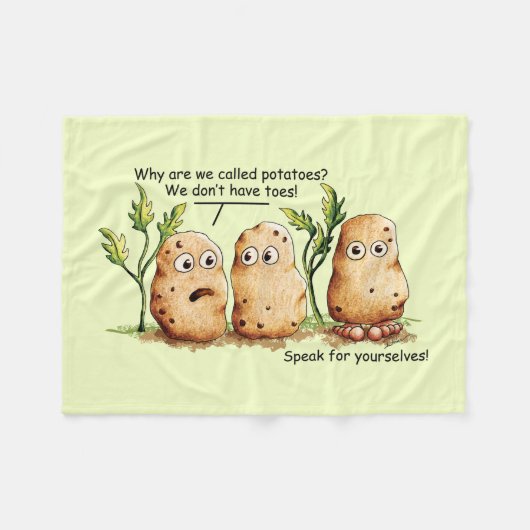 Cute Potates heeft Toes Funny Potato Pun Green Fleece Deken (Voorkant (Horizontaal))