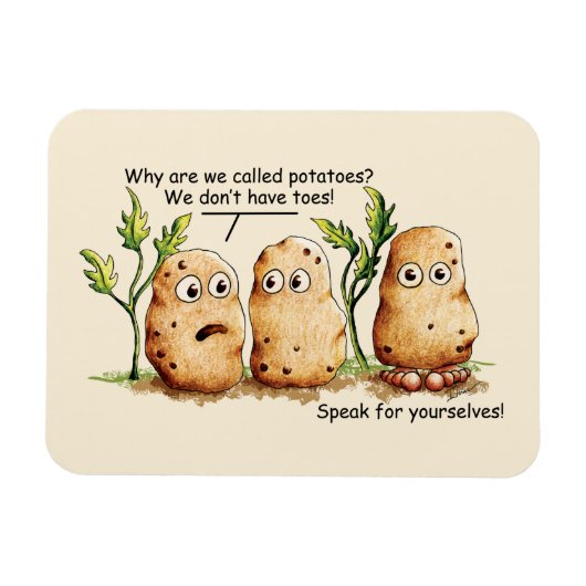 Cute Potates heeft Toes Funny Potato Pun Magneet (Horizontaal)