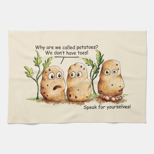 Cute Potates heeft Toes Funny Potato Pun Theedoek (Horizontaal)
