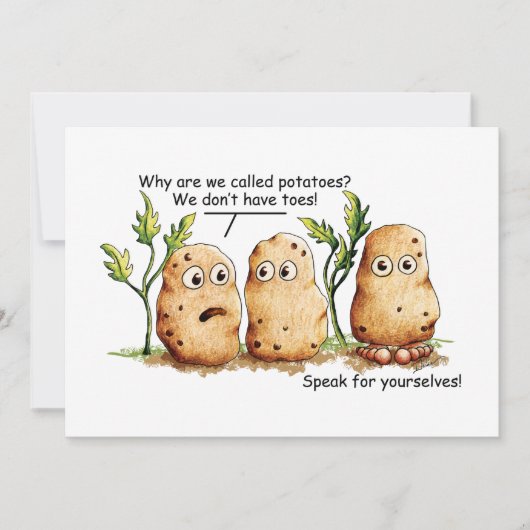 Cute potato Toes Funny Potato Pun Flat Kaart (Voorkant)