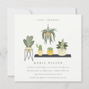Cute Potlood Succulent Plant Baby shower Kaart