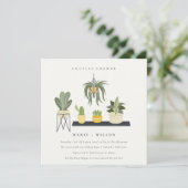 Cute Potlood Succulent Plant Couples Shower Kaart (Staand voorkant)