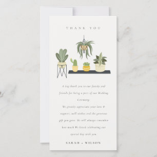 Cute Potlood Succulent Plant Foliage Wedding Bedankkaart