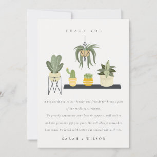 Cute Potlood Succulent Plant Foliage Wedding Bedankkaart