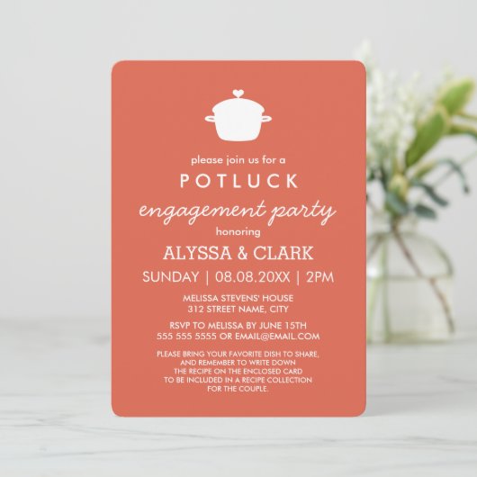 Cute Potluck Engagement Party Invitation (Debout devant)