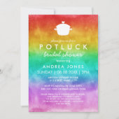 Cute Potluck Lesbian Vrijgezellenfeest | Rainbow O Kaart (Voorkant)