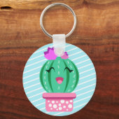 Cute Potted Kawaii Round Cactus Sleutelhanger (Voorkant)