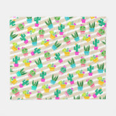 Cute Potted Kawaii Succulents & Cactus Fleece Deken (Voorkant (Horizontaal))