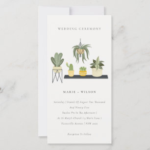 Cute Potted Leafy Succulent Plant Wedding Invite Bedankkaart