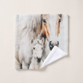 Cute poulain avec cheval-mère (Gant de toilette)