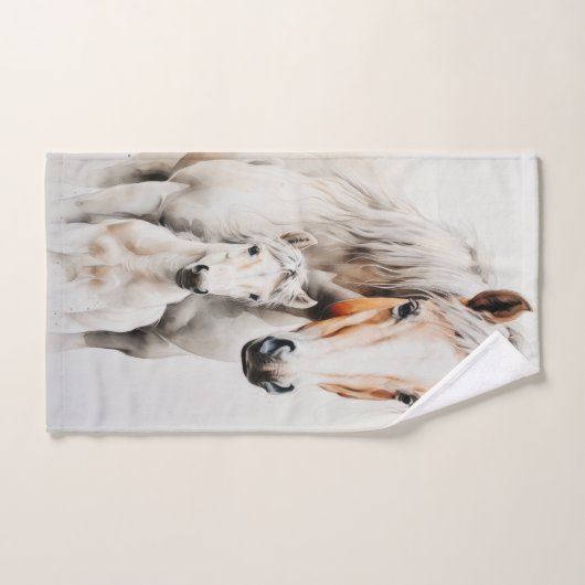 Cute poulain avec cheval-mère (Serviette à main)