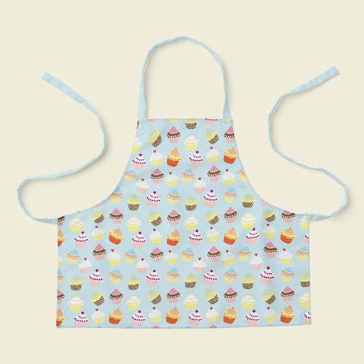 Cute Powder Blue Cupcake Print Kinder Schort