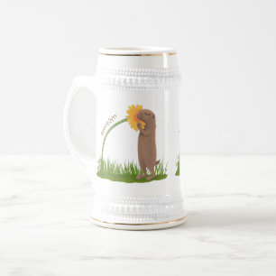 Cute prairie dog sniffing flower cartoon bierpul