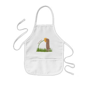 Cute prairie dog sniffing flower cartoon kinder schort
