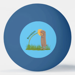 Cute prairie dog sniffing flower cartoon pingpongballen