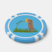 Cute prairie dog sniffing flower cartoon poker chips (Enkel)