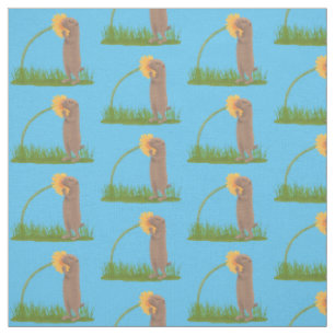 Cute prairie dog sniffing flower cartoon stof