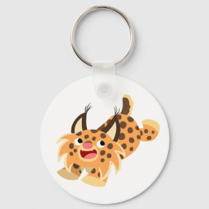Cute Prankish Cartoon Bobcat Sleutelhanger