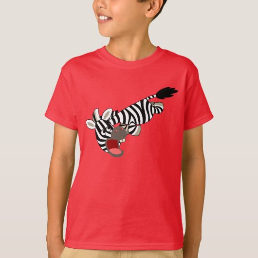 Cute Prankish Cartoon Zebra Children T-Shirt (Voorkant)