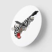 Cute Prankish Cartoon Zebra Wall Clock Ronde Klok (Hoek)
