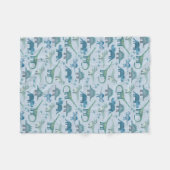 Cute Prehistorische Blue Dinosaur Pattern Fleece Deken (Voorkant (Horizontaal))