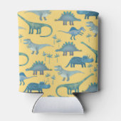 Cute Prehistorische Dinosaur Pattern Yellow Blikjeskoeler (Achterkant)