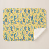 Cute Prehistorische Dinosaur Pattern Yellow Sherpa Deken (Voorkant (horizontaal))