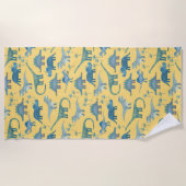 Cute Prehistorische Dinosaur Pattern Yellow Strandlaken (Voorkant)