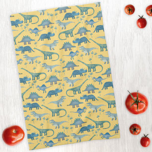 Cute Prehistorische Dinosaur Pattern Yellow Theedoek