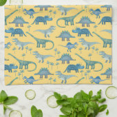 Cute Prehistorische Dinosaur Pattern Yellow Theedoek (Gevouwen)