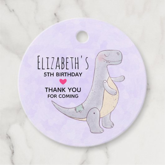 Cute Prehistorische Dinosaur Speelgoed Waterverf Bedankjes Labels (Voorkant)