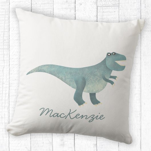 Cute Prehistorische T-Rex Dinosaur gepersonaliseer Kussen