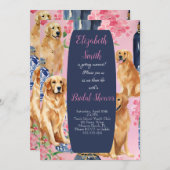 Cute preppy golden retriever invitation chien (Devant / Derrière)
